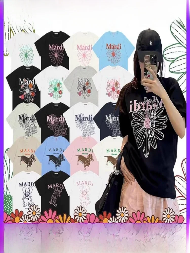 

Casual Loose Fit ort Sve T-irt Gold Silver Daisy Print Breathable Sweat Absorbent Cotton Pure Comfort Versatile Leisur...