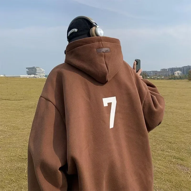 

Коричневая свободная мужская толстовка с капюшоном для молодых студентов и карманами Y2k, винтажная роскошная новинка и уличная одежда, новая мужская толстовка 90-х годов