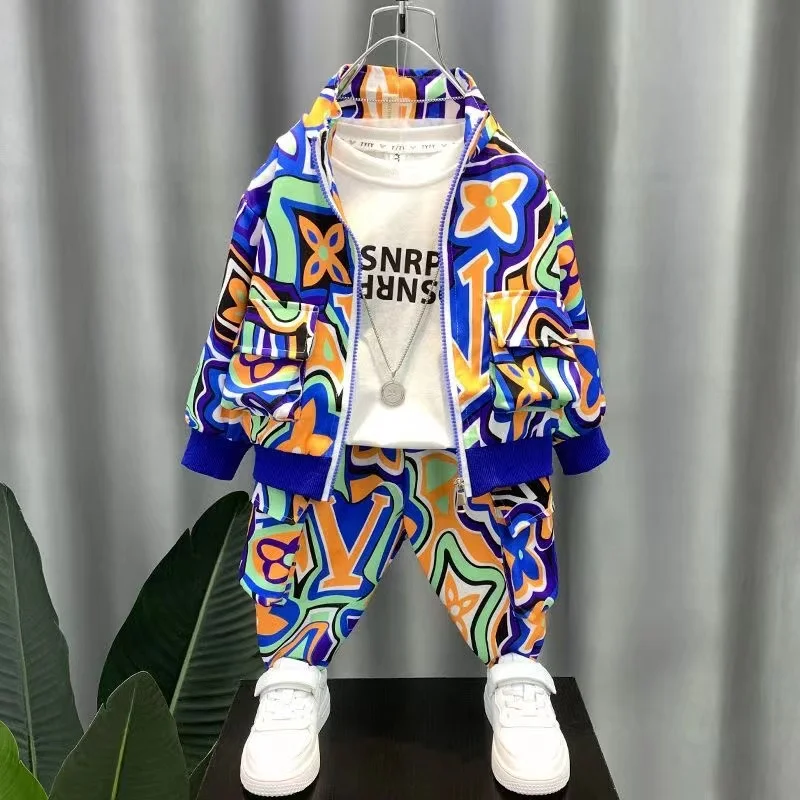 

Boys Spring And Autumn Set 2024 New Young and Middle School Children's Fashionable Casual Children's Clothing Two Piece Set