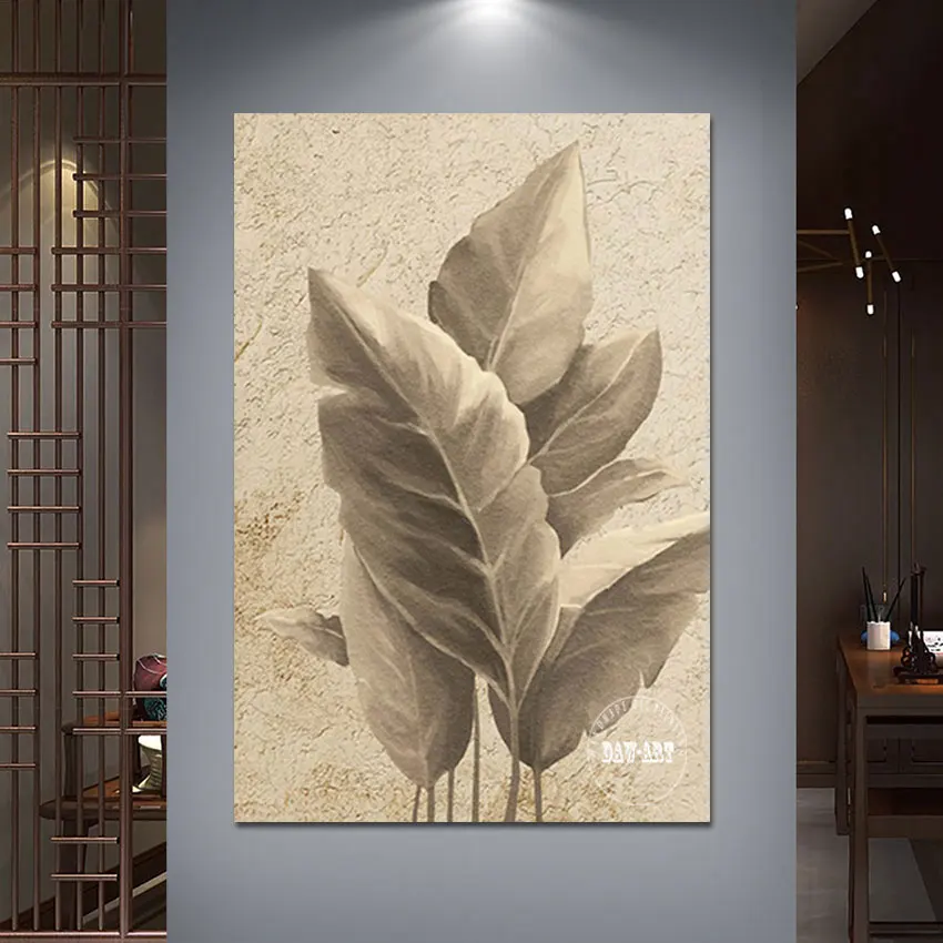 Canvas Art Acrylic Picture 3d Large Size Leaf Artistic Impressions Painting Modern Abstract Textured Frameless Hotel Wall Decor