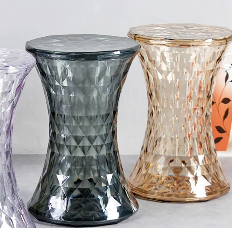 New Durable Nordic crystal stool colored transparent stool bathroom home shoe changing stool low stool