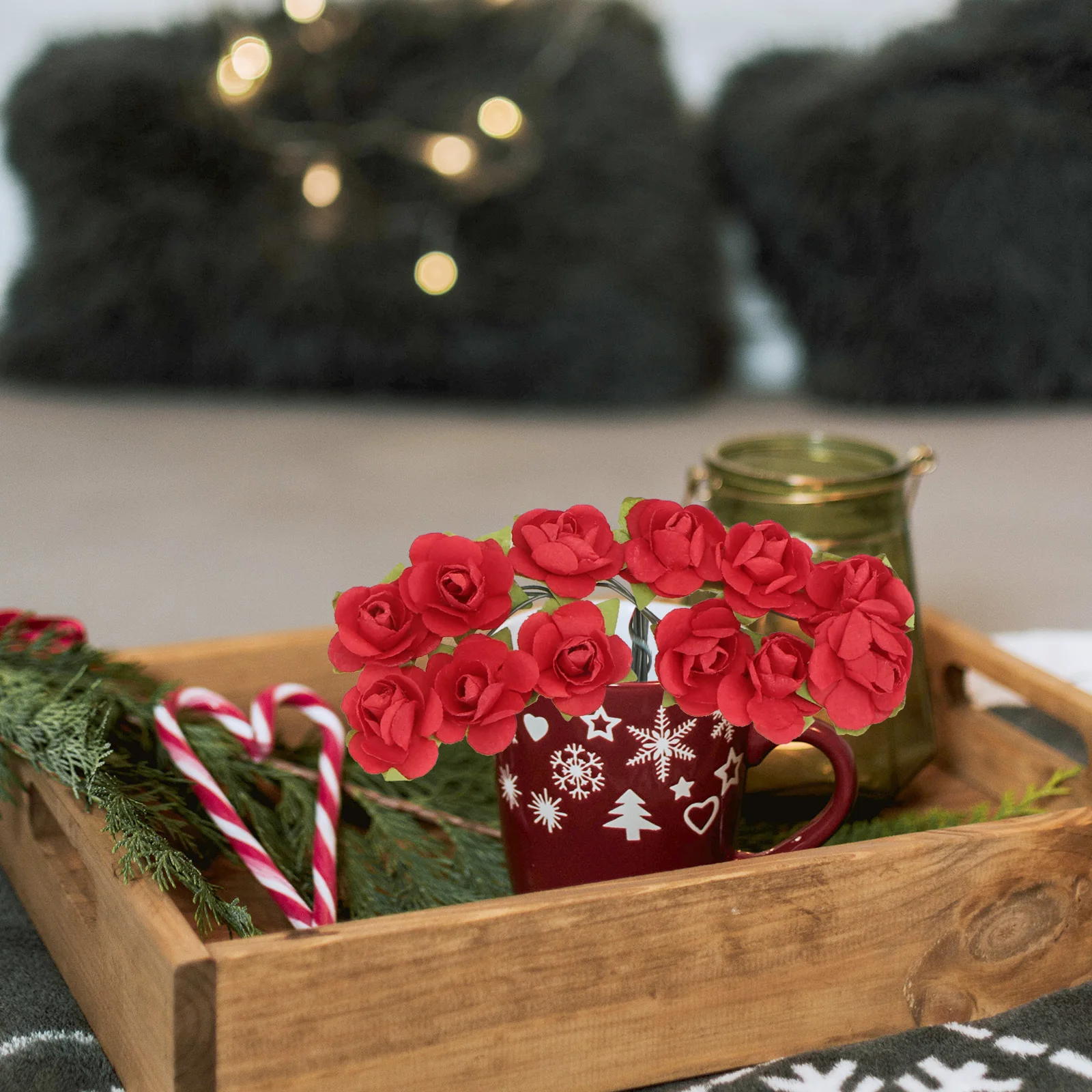 

22Pcs Simulation Rose Branch Red Artificial Flower Picks Wedding Home Decoration Party Supplies Flower Arrangement Photo Props
