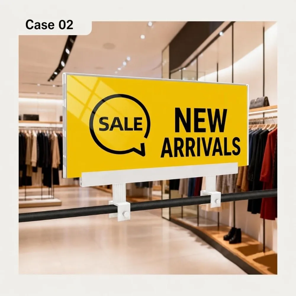 Durable Hard Plastic POP Sign Holder Adjustable C-Clamp Retail Poster Clip Price Display Rack Clothing Store