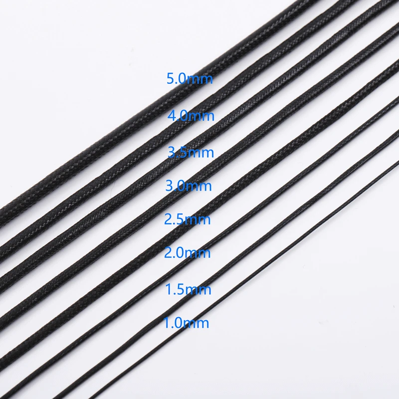 0,5–5 mm schwarze gewachste Schnur, gewachster Faden, Schnur, Riemen, Halskette, Seil für Schmuckherstellung, DIY-Armband, Halskette, Zubehör – Detail 4