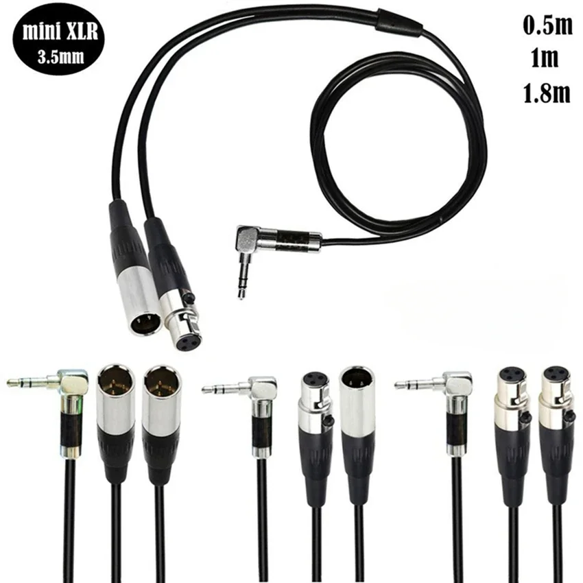 Dual Mini  3Pin XLR  Male & Female To  3.5mm 1/8