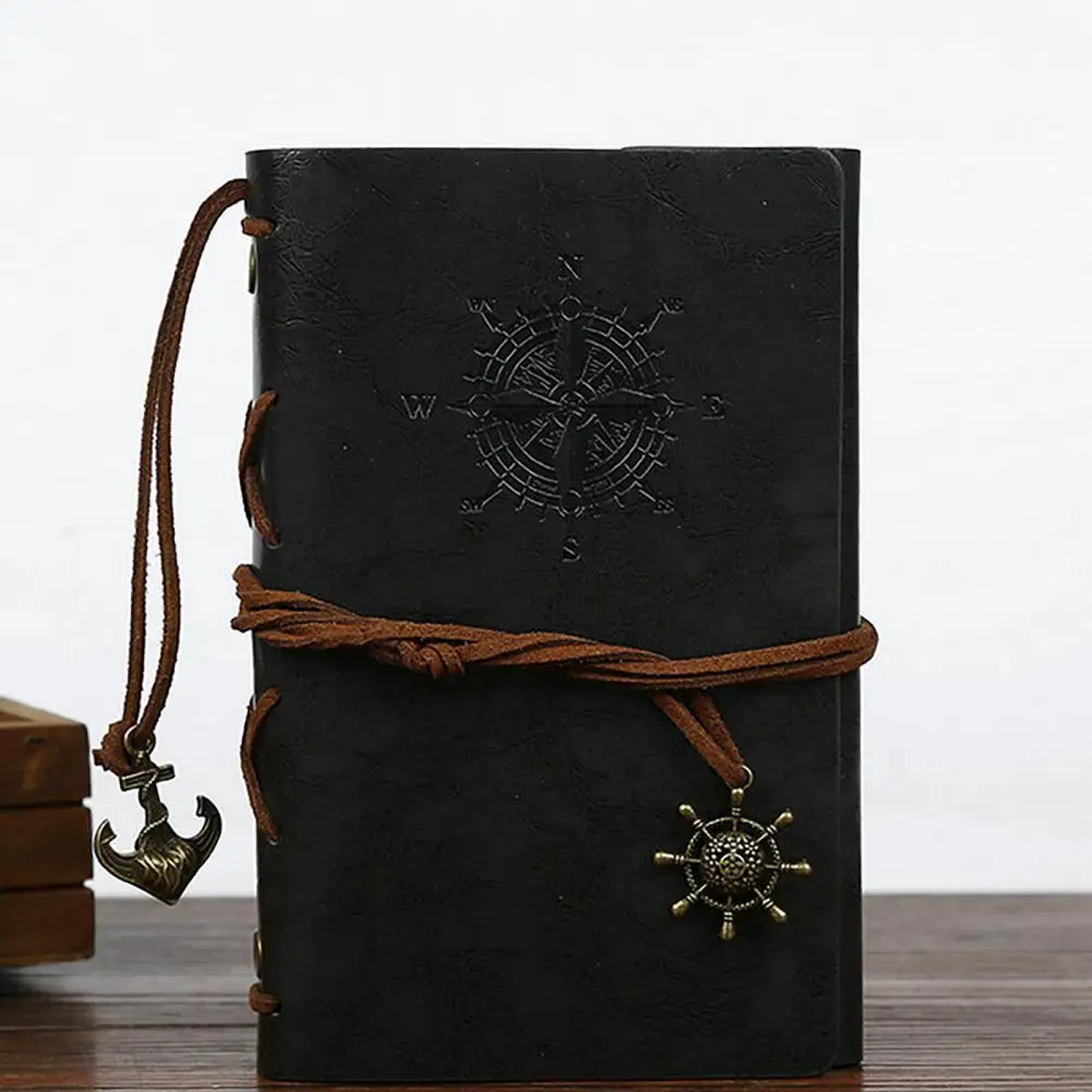 Faux Leather A7 Loose Leaf Notebook Refill Spiral Binder Inner Page Diary Notepad Lace-up Metal Pendant Planners Stationery