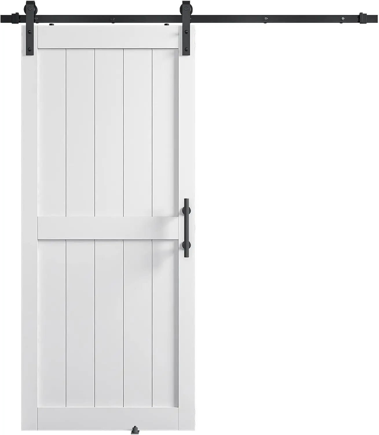 Handle, Pre-Drilled Holes Easy Assembly -Solid Barn Door Slab Covered with Water-Proof PVC Surface, White, H-Frame