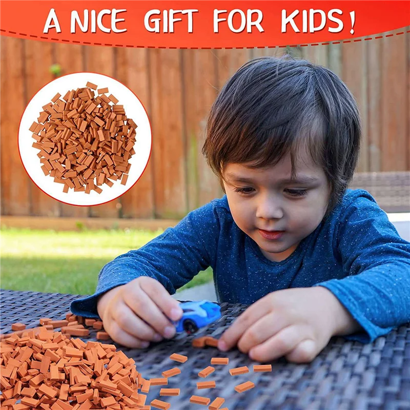 WOWFU-800 шт. мини-кирпичи для ландшафтного дизайна, миниатюрные кирпичи, кирпичная стена, маленькие кирпичи для кукольного домика, садовые детали, масштаб 1/35.