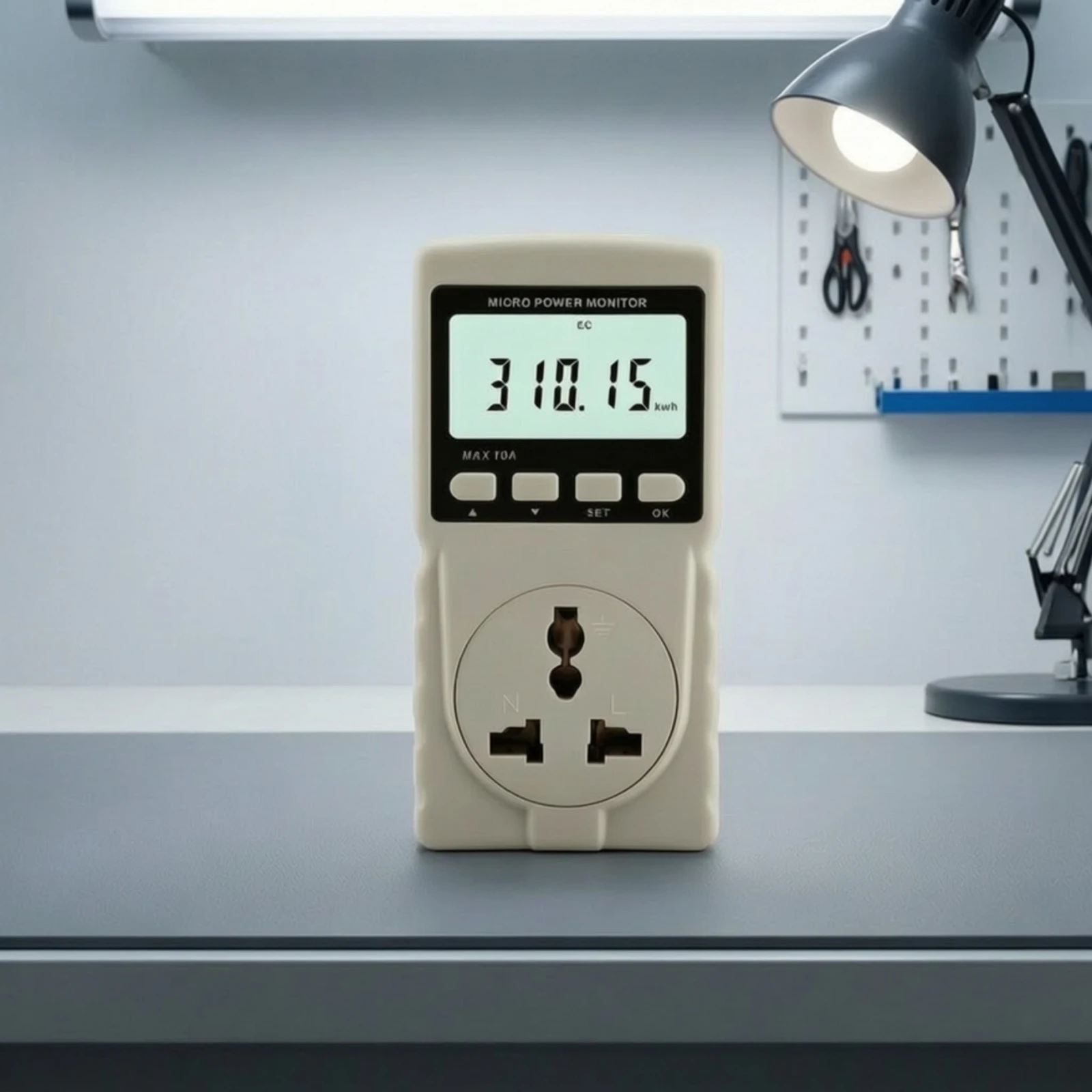 Micro Power Monitor Digital Insert Watt Meter Plug-Power Monitor Meter Compact Electricity Usage Monitor Handheld for DIYers