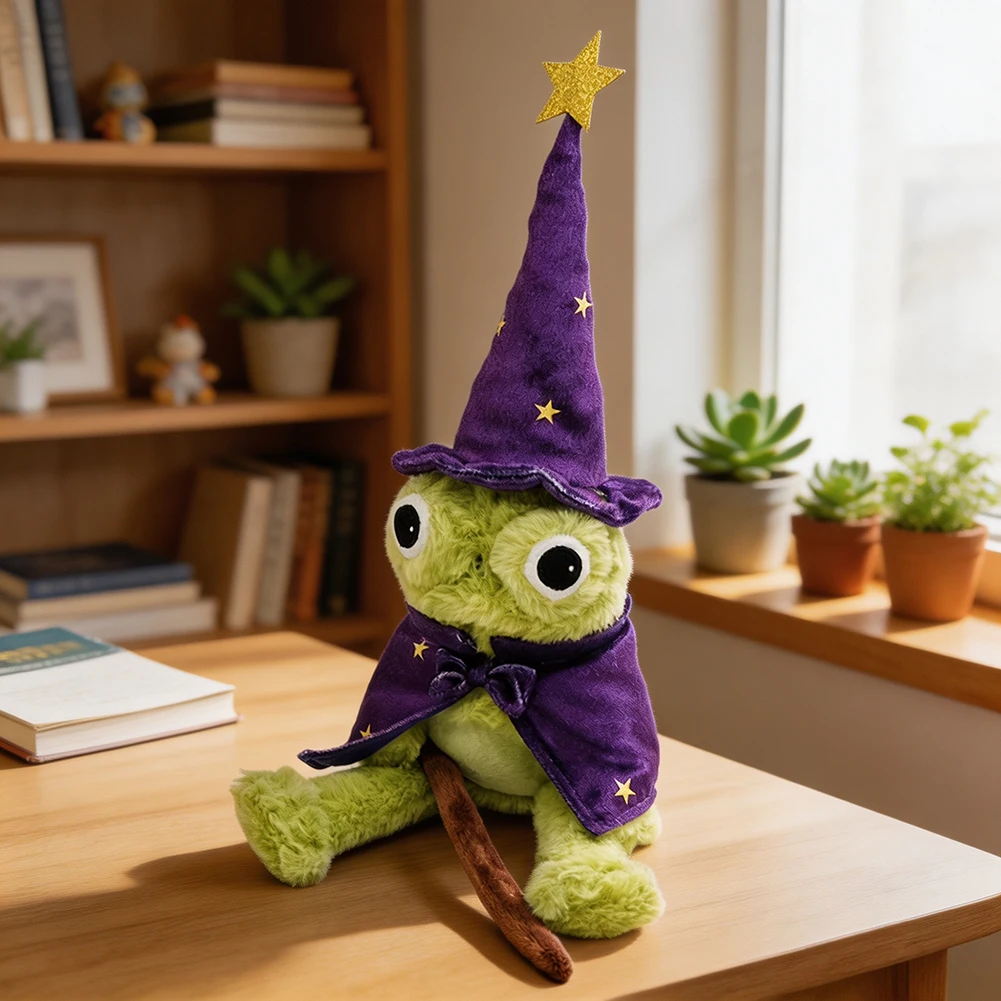 Frogs Wizard-Plush Funny Stuffed Animal Frogs With Wizard-Hat Halloween Fun Collectible Gift Toy