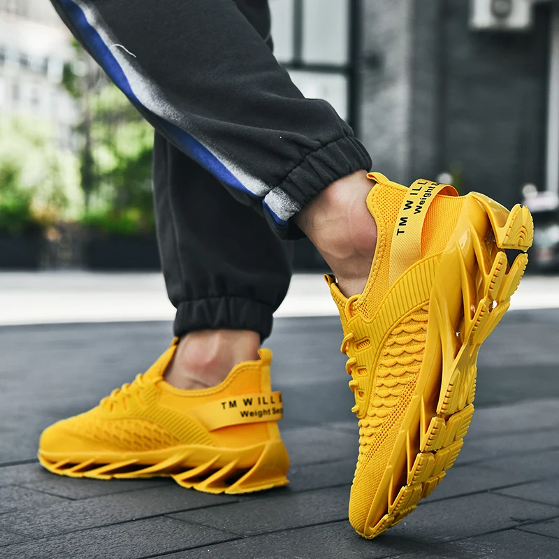 Hot Sale Fashion Yellow Casual Sneakers For Men Non-slip Breathable Man Running Shoes Platform Comfortable Men\'s Sports Shoes