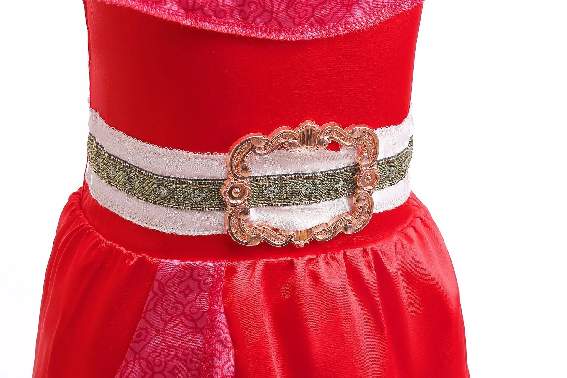 Disney Halloween Princess Dress Elena of Avalor Red Ruffle Skirt Belt Dress Cosplay Costume for Little Girls Birthday Party Gift