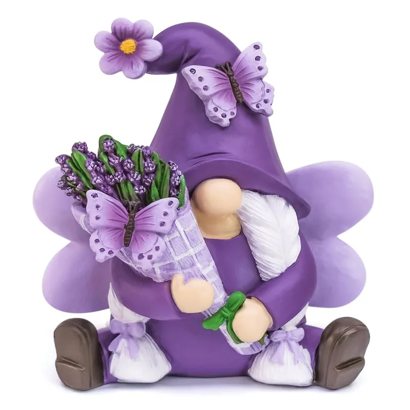 

Lavender Dwarf Decoration Spring Resin Garden Dwarf Home Decor Statue Courtyard Landscape Flowerpot Figurine Ornaments