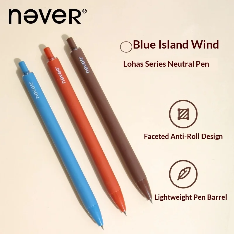 Never Gel Pen 3pcs/Box Set Have An Idea 0.5mm ST Nib No Clip Matte Body Smooth Writing Pens Students Exam Office School Supplies