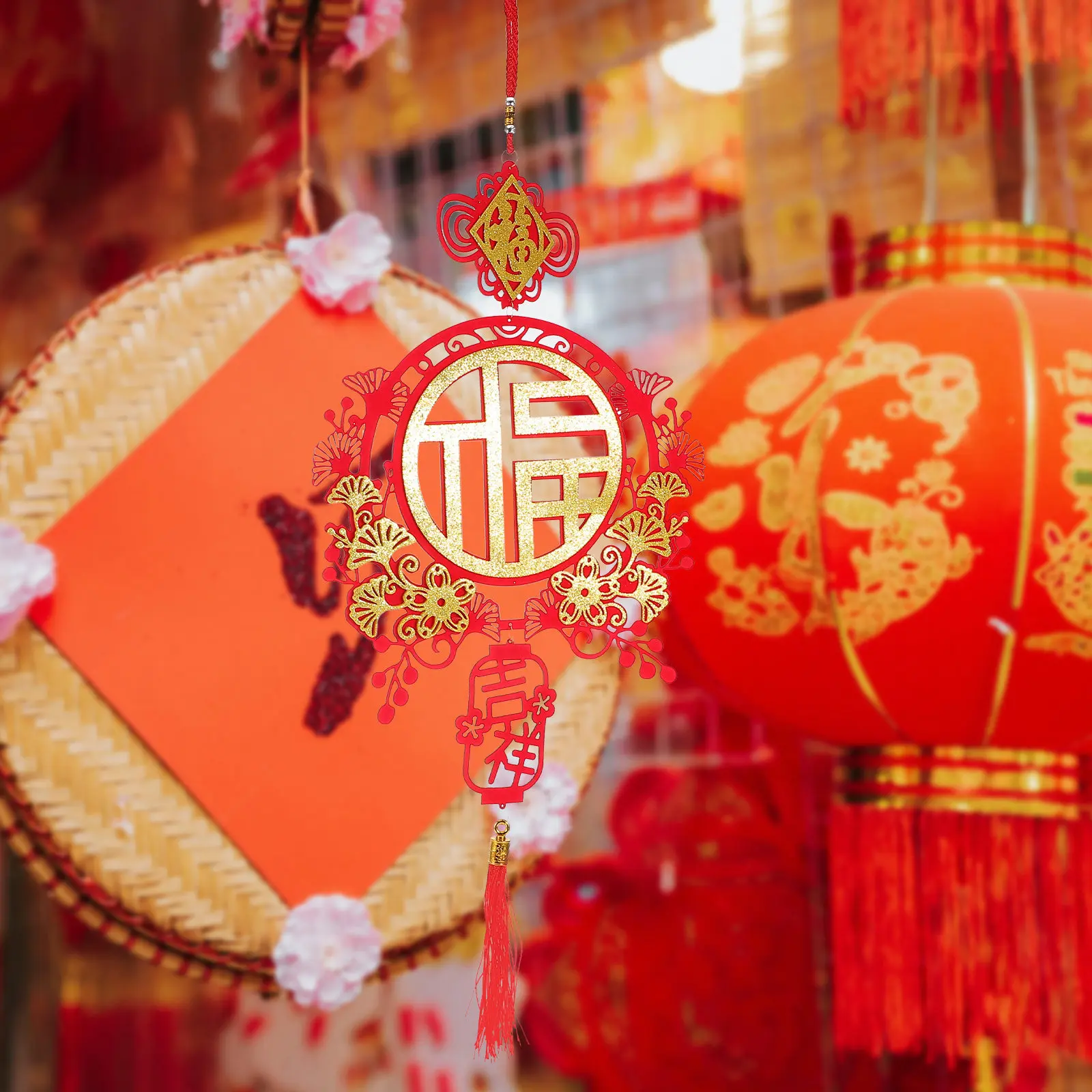Chinese Knot Tassel Pendant Red Fu Character Rv Decoration Lunar New Year Hanging Spring Festival Lucky Ornament