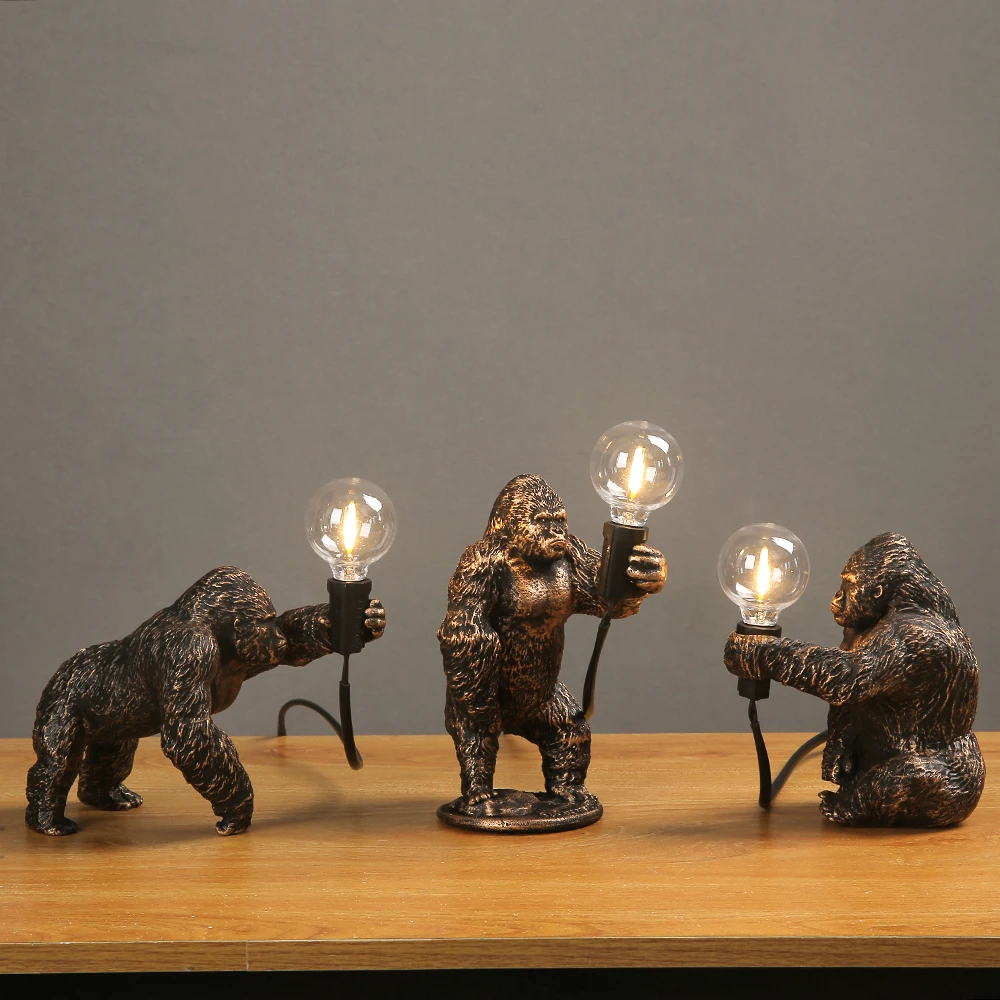 Resin Decor Table Lamp King Kong Gorilla Explosions Indoor Night Light Creative Crafts Animal Desk Lamp table light for bedroom