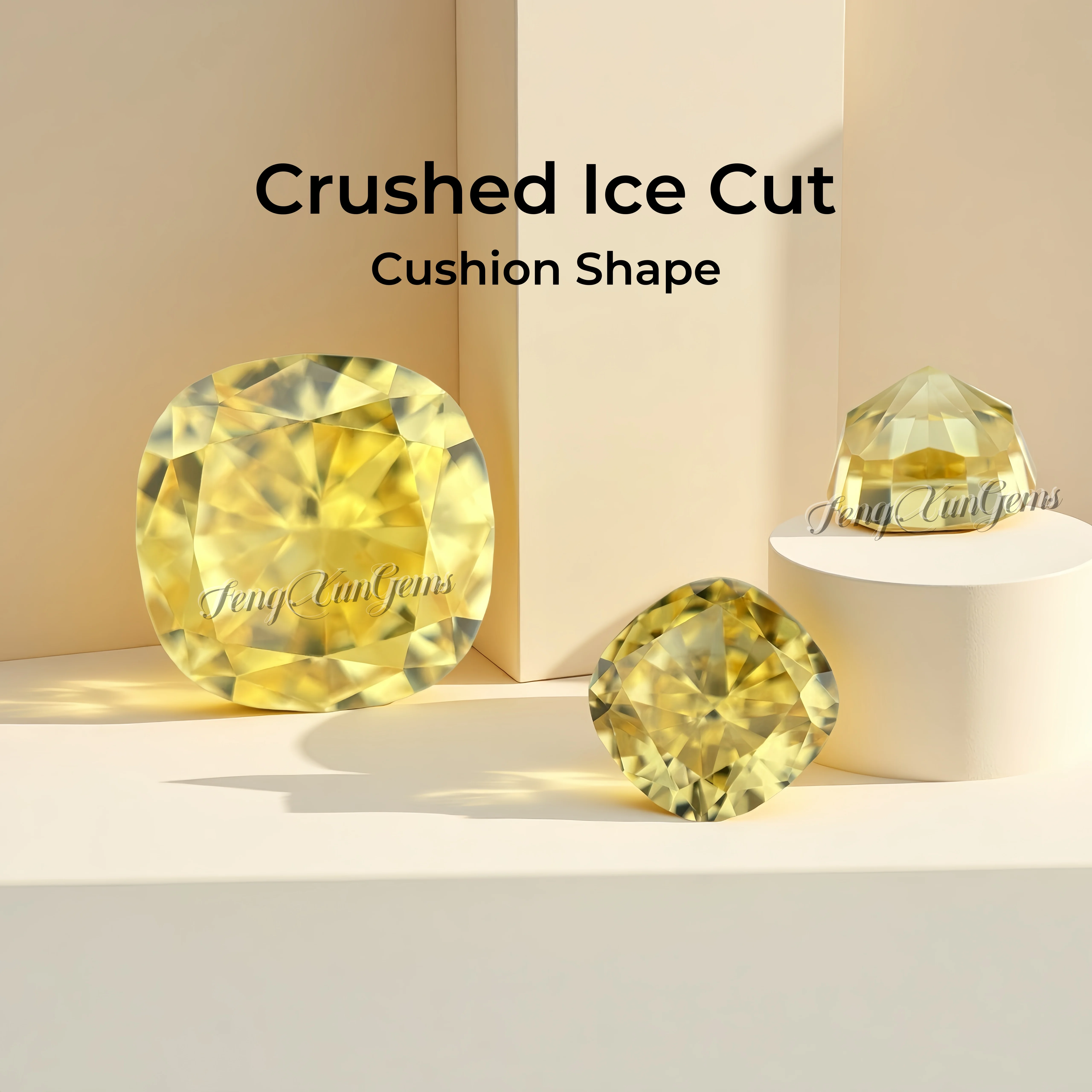 

Hot Sale Crushed Ice Cut Zircon Beads, Loose Cushion Shape Yellow Cubic Zirconia for Crafting, Bulk Wholesale