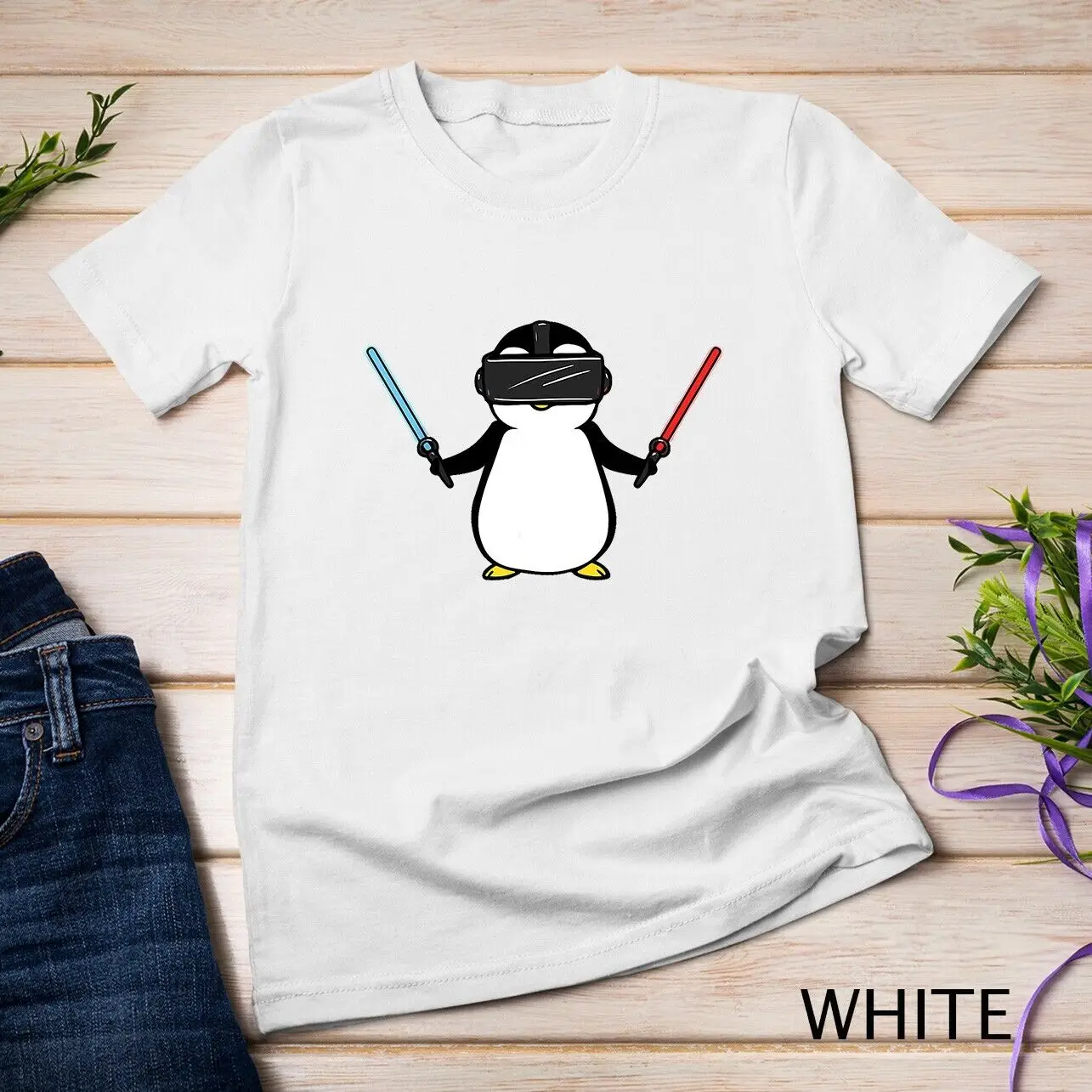 Beat Saber VR Gamer Penguin T-Shirt Unisex T-shirt