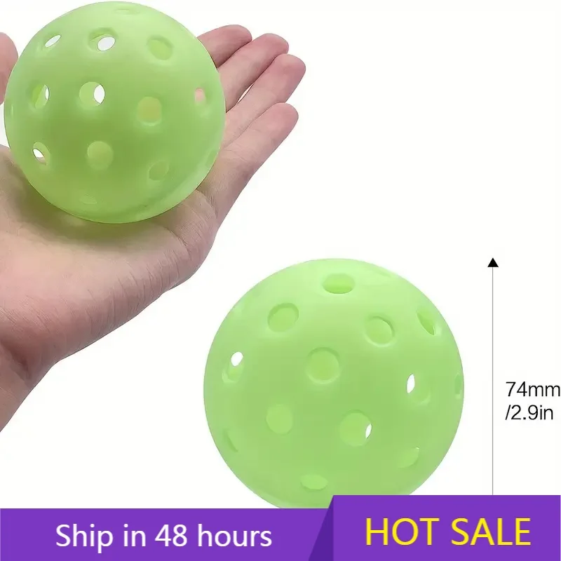 YTYIN MOZKUIB 12 قطعة كرة بيكل مضيئة 40 فتحة كرة بيكل خارجية مع حقيبة شبكية تتوهج في الكرة الداكنة للداخلية والخارجية