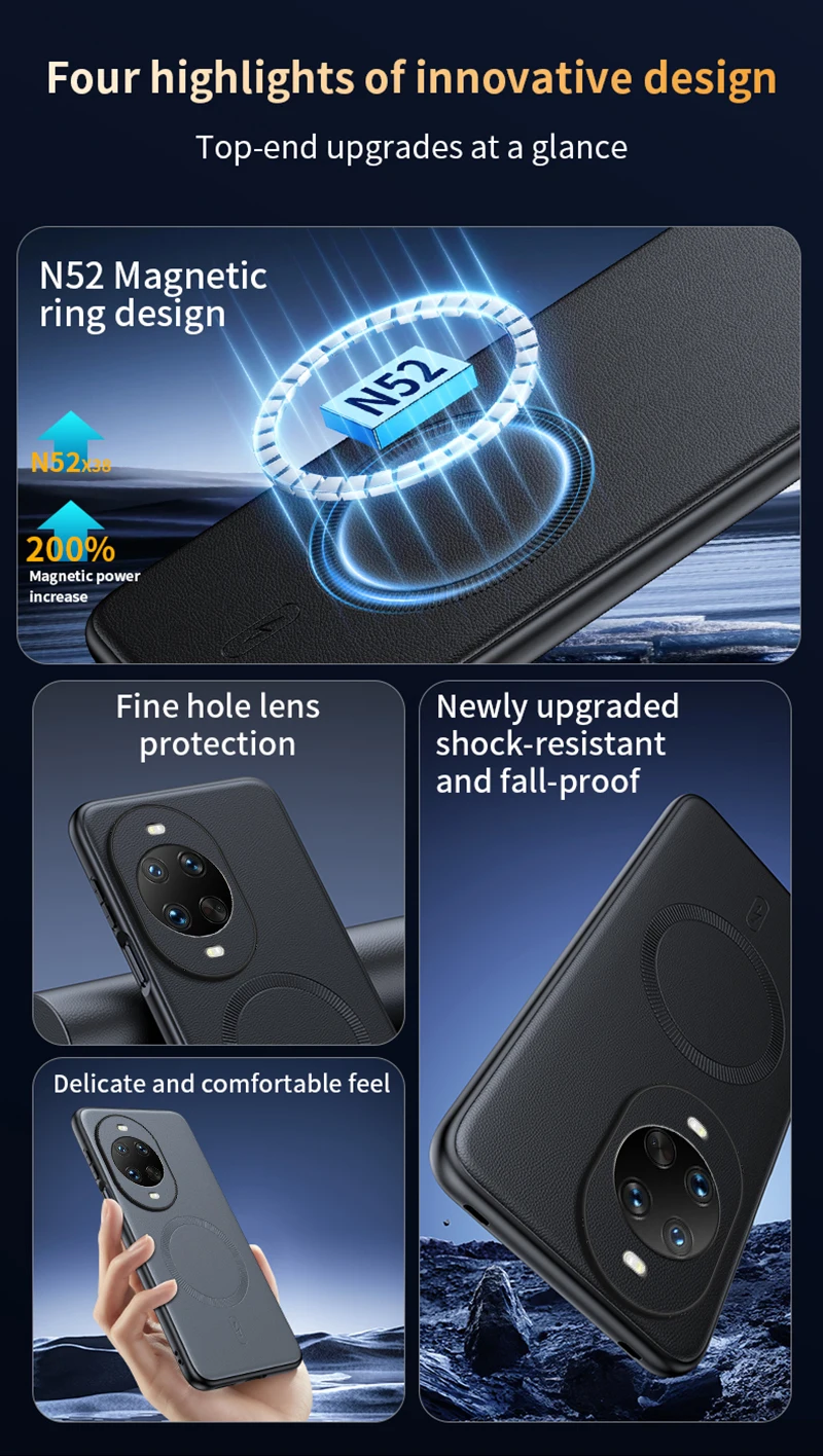 Für Huawei Nova 14 Ultra Hülle Magnetische Leder-Schutzhülle Hochwertige Anti-Fingerabdruck Rutschfeste PC+TPU – Detail 6
