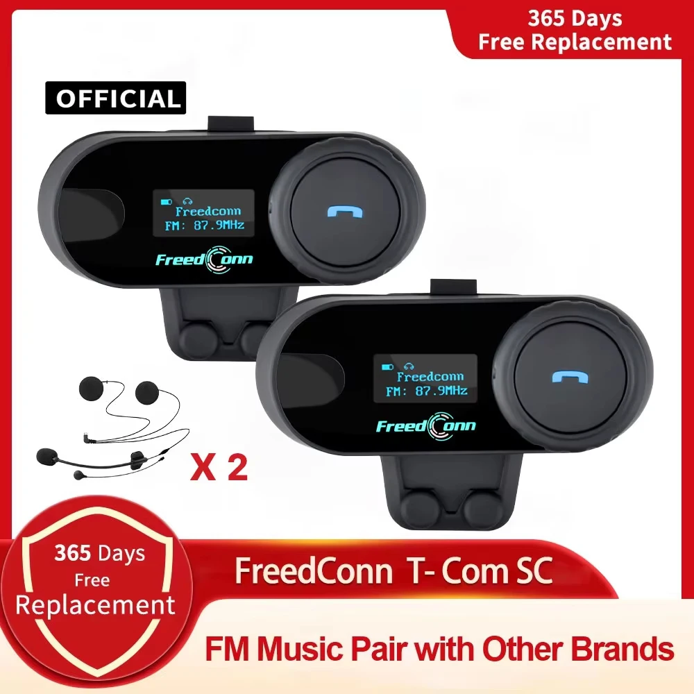 FreedConn Bluetooth Motorcycle Intercom Helmet Headset Wireless Motorbike Head Interphone LCD Screen FM Earphone