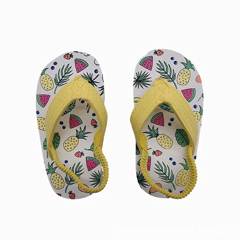 Kids Girls Flip Flop Sandals Cute Fruits Print Anti-Slip Soft Sole Princess Shoes Beach Slipper Toddler Mules Sandals Shoes