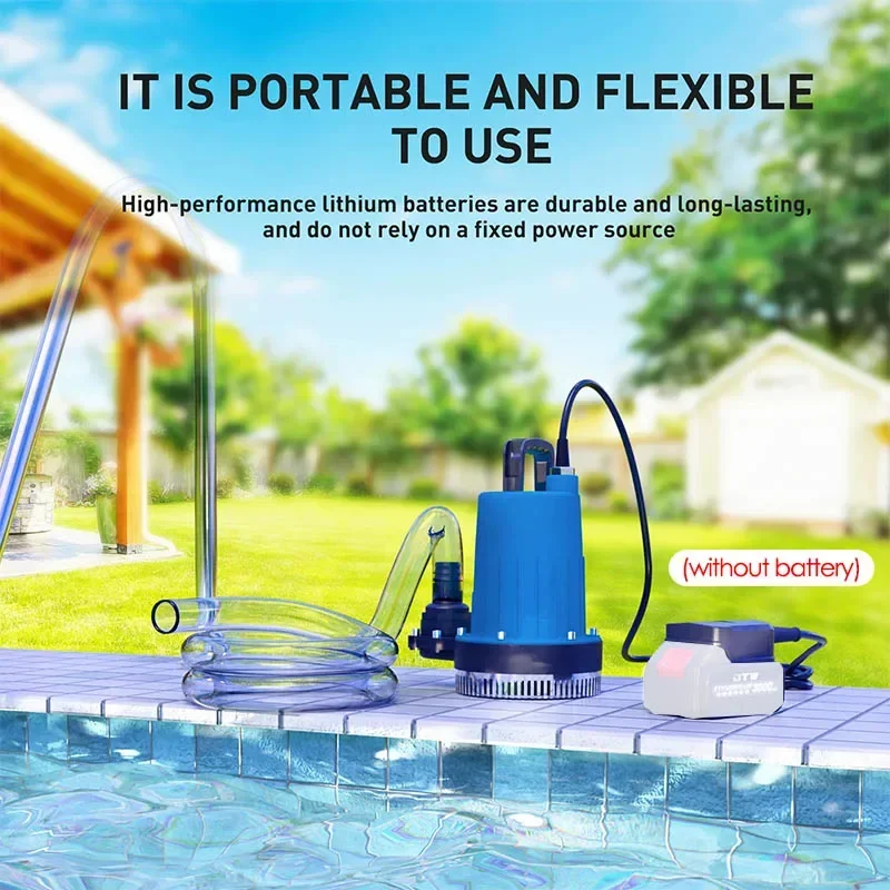 300W Portable Wireless Water Circulation Submersible Pump Irrigation Fountain Fish Pond Change Water for 21V Makita (NO Battery)