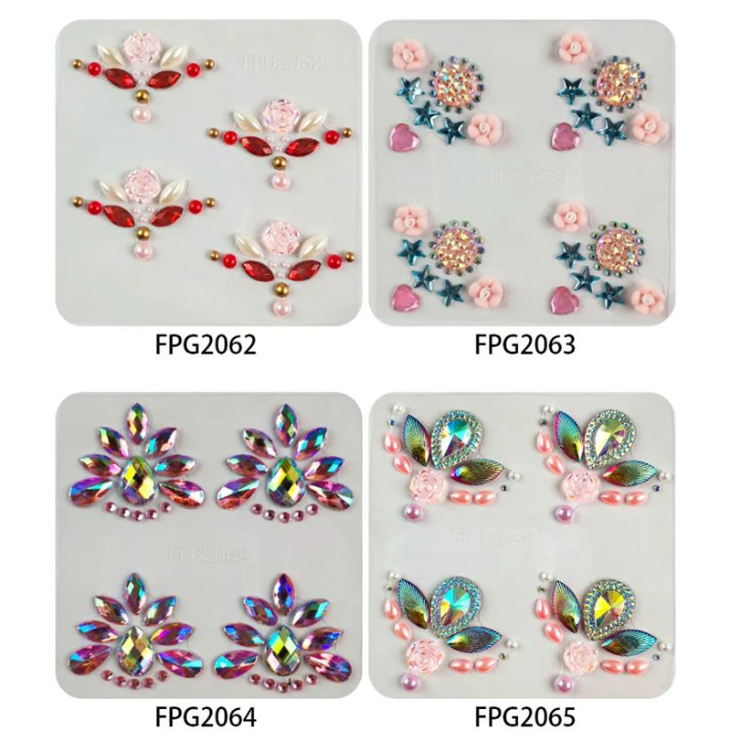 เซ็กซี่เพชร Face Tattoo สติกเกอร์สีสัน Glitter คริสตัล Party Face Decal 3d Self-Adhesive Rhinestones Face Jewel Sliders