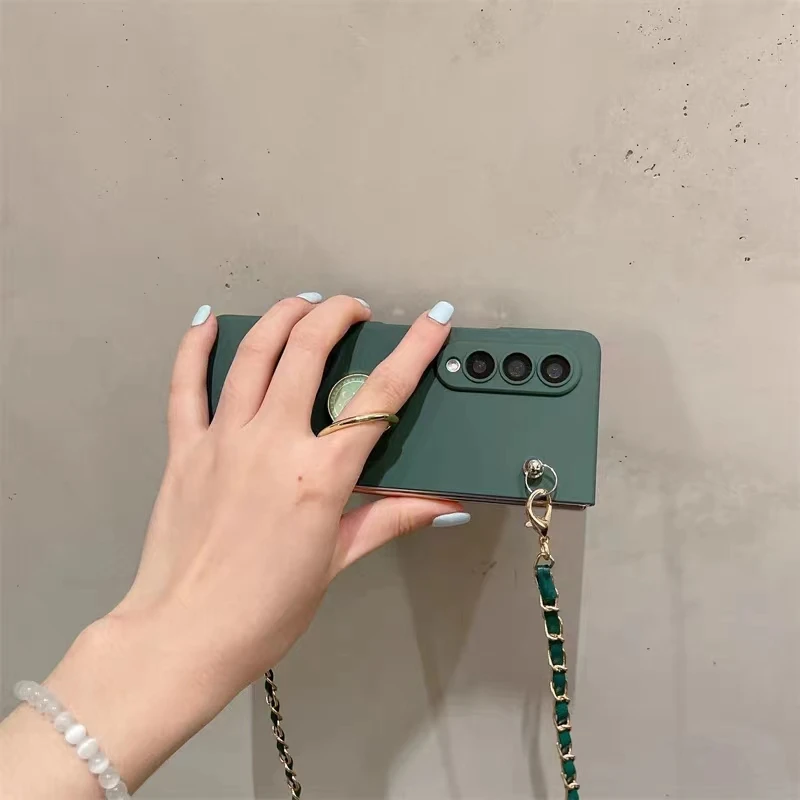 Luxury  Crossbody Lanyard Necklace Leather Chain Phone Case for Samsung Galaxy Z Fold 5 ZFold6 ZFold7 ZFold 4 3 5G Zfold 2 Cover