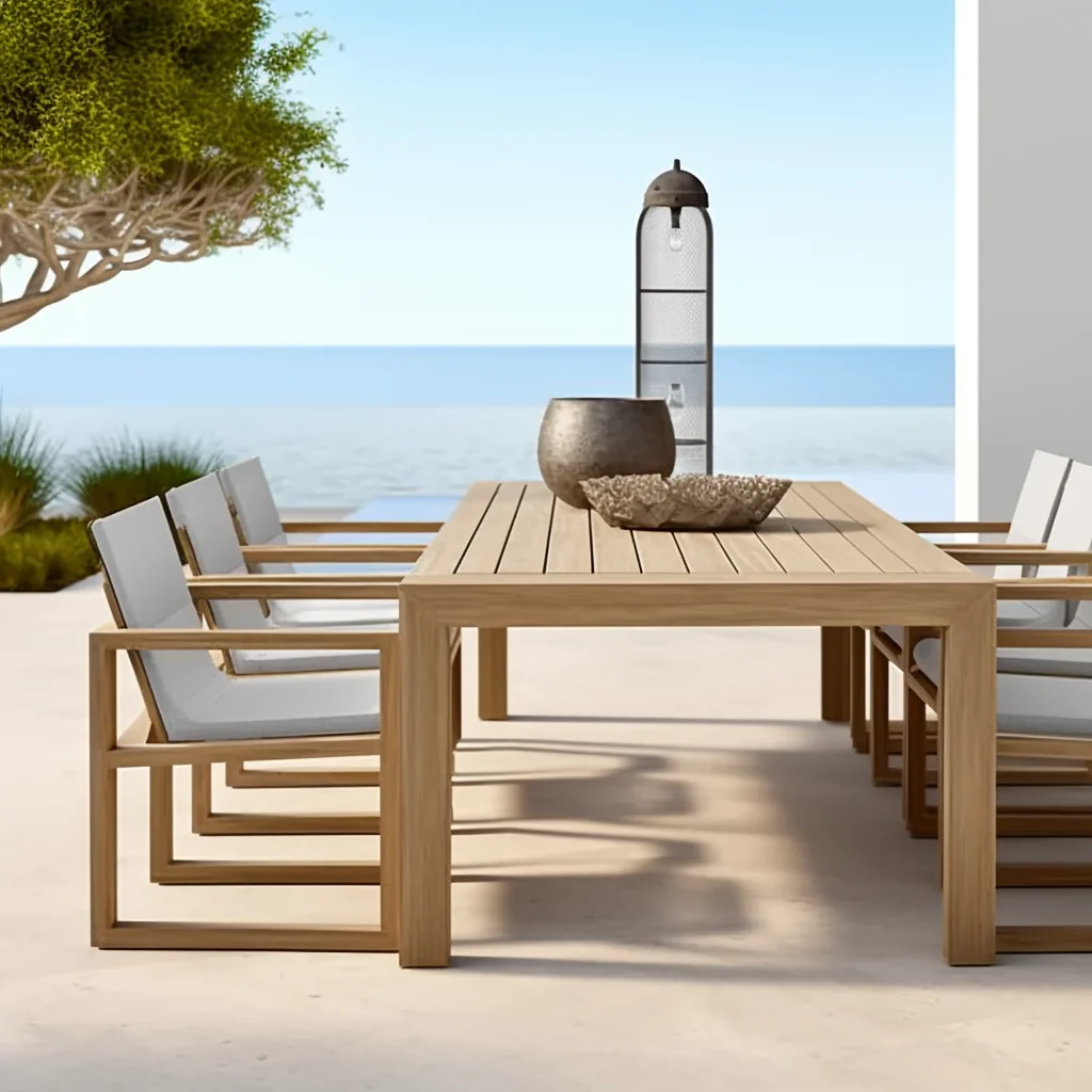 

Садовые наборы для патио, стол, деревянная мебель, прямоугольный обеденный стол из тикового дерева