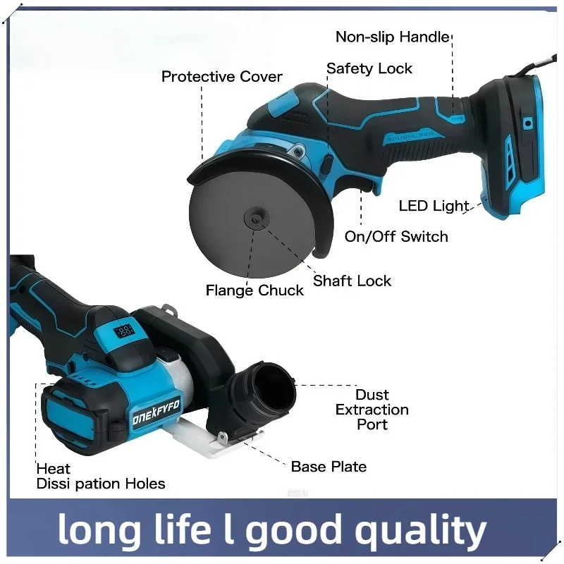 Mini amoladora angular cepillada de 3 pulgadas, herramienta de corte compacta eléctrica de 76Mm para batería Makita de 18V
