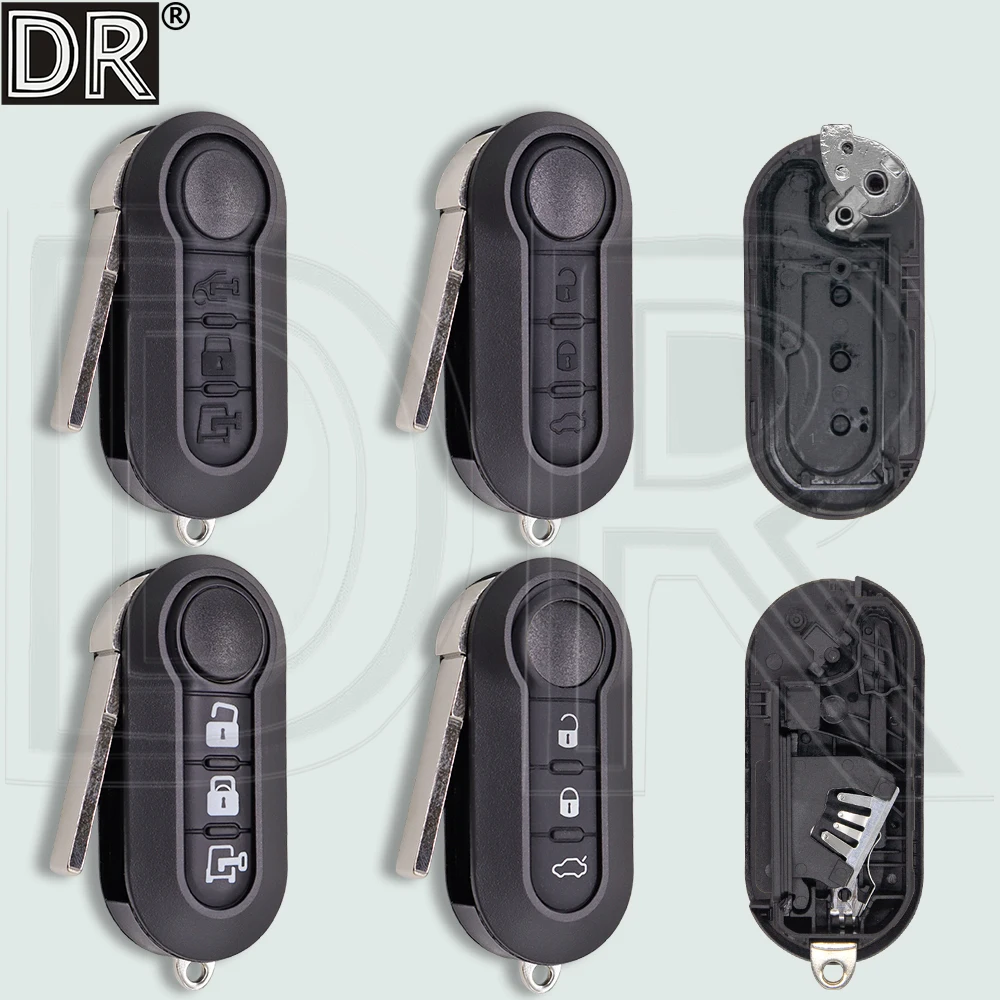 DR SIP22 Flip Car Remote Key Shell Case For Fiat 500 500L 500X  Ducato Panda Punto Lancia Musa Peugeot Boxer Citroen Jumper