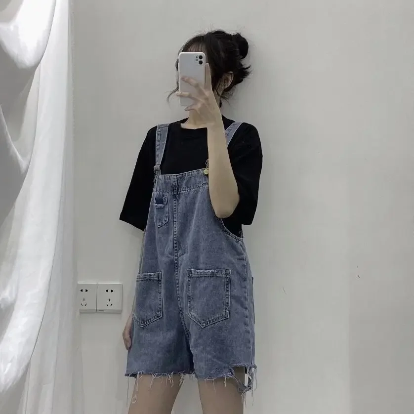 Summer New Korean Version of Loose Age-reducing High-waist Wide-leg Jeans Hong Kong Style All-match Overalls Female Trend