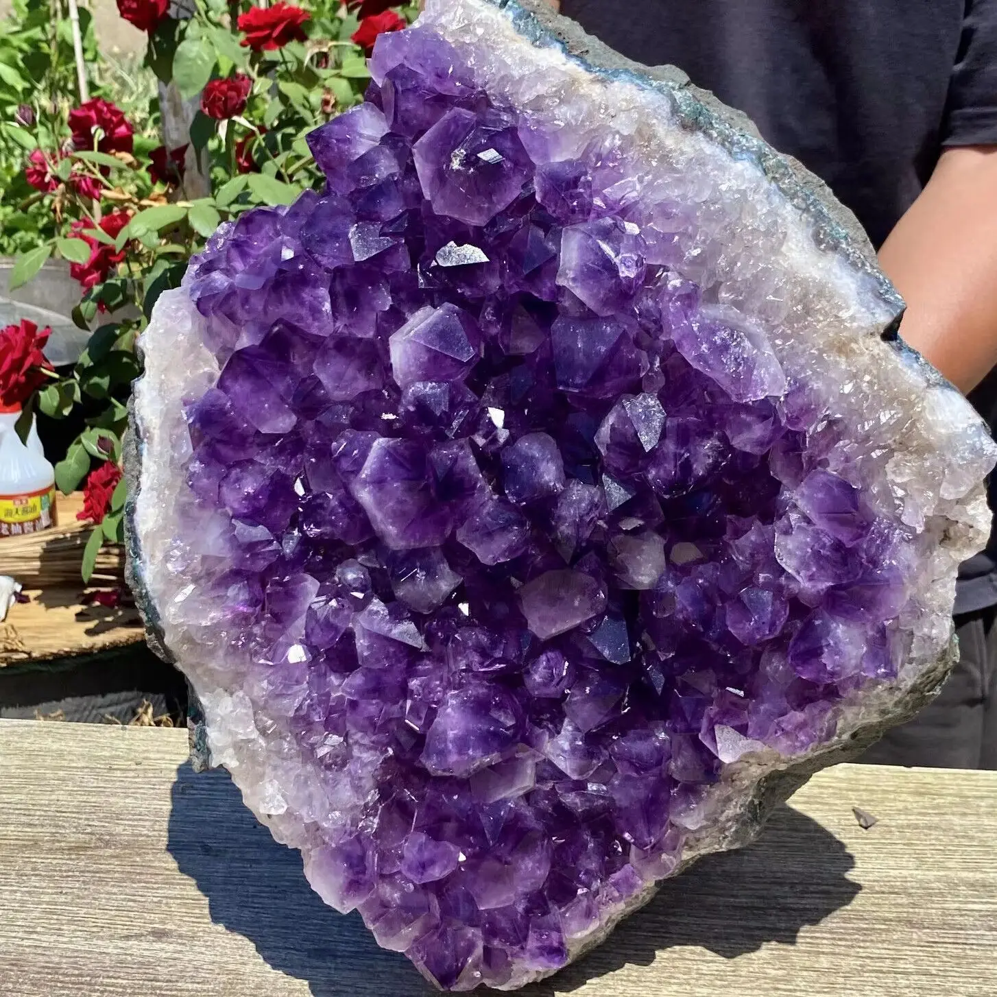 Natural Purple Crystal Cluster,Quartz Crystal Mineral Specimen Healing Wealth,Home Hallway Office Degaussing Decoratio Gem