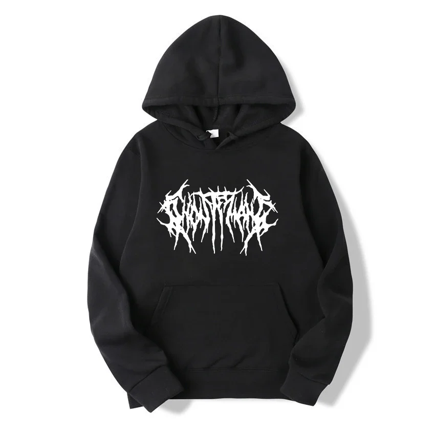 Ghostemane Double Sided Print Hoodies boy Tshirt Pouya T Shirts boy's 100% Cotton Tops Streetwear boy girl Fashion Hip Hop Tees