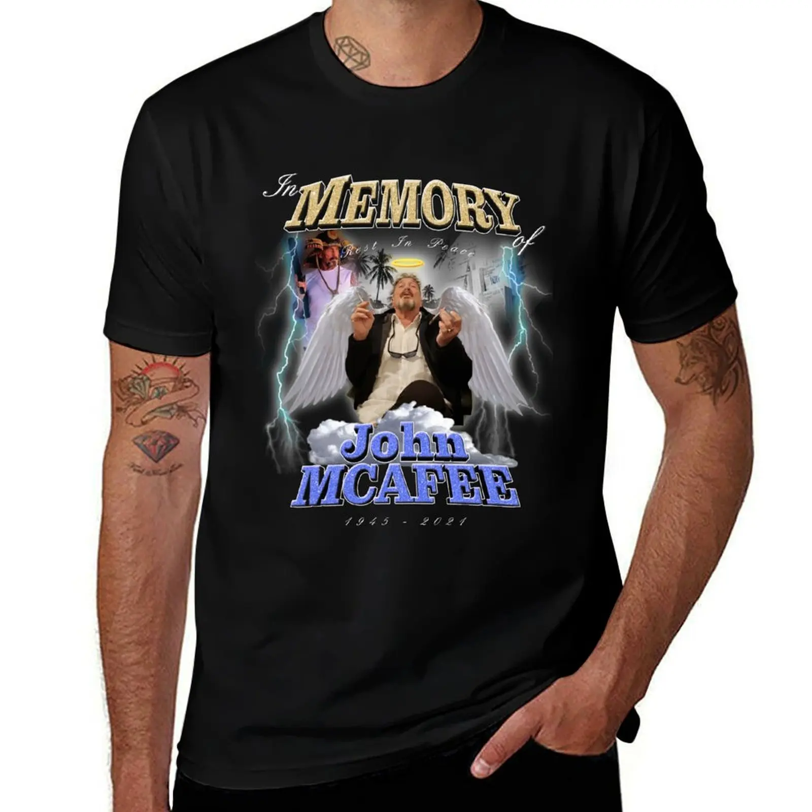 Rest in Peace John McAfee T-Shirt man t shirts cotton t shirt personalised T-Shirt