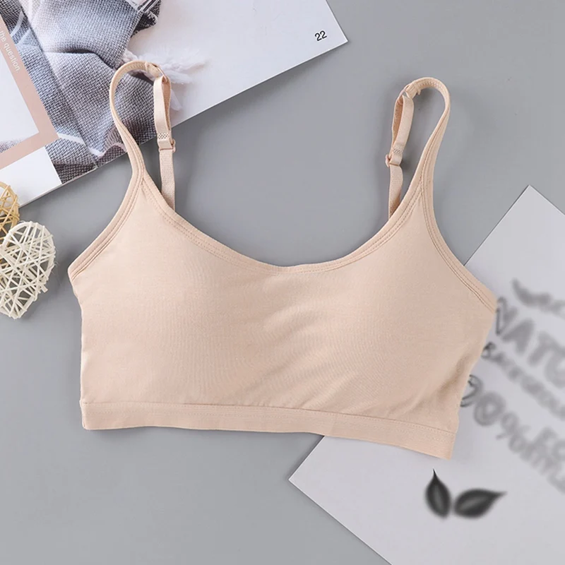 1pcs Adjustable Cotton Bras for Kids Girls Breathable Teenager Bras Children\'s Breast Care Underwear Sweat Absorbent Soft Bras