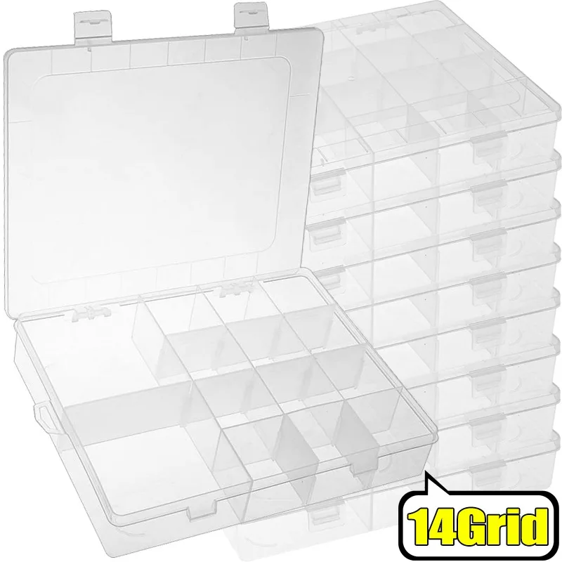 1/2 pçs caixa de armazenamento transparente plástico removível jóias contas recipiente ferramenta de armazenamento recipiente organizador de escritório em casa
