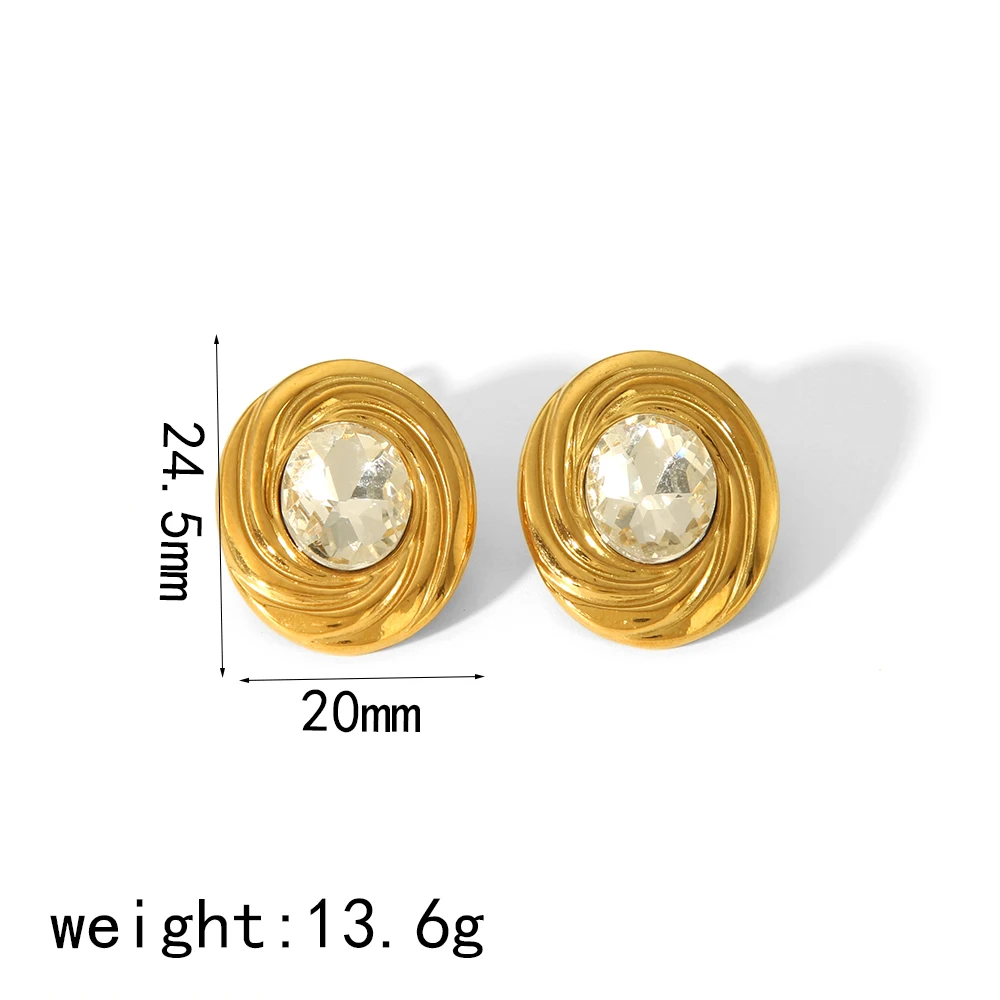 Edelstahl-Ohrringe mit Temperament, hochwertige ovale Ohrringe, Nischen-Needle-Ohrringe, Statement-Schmuck mit Textur für Partys – Detail 6