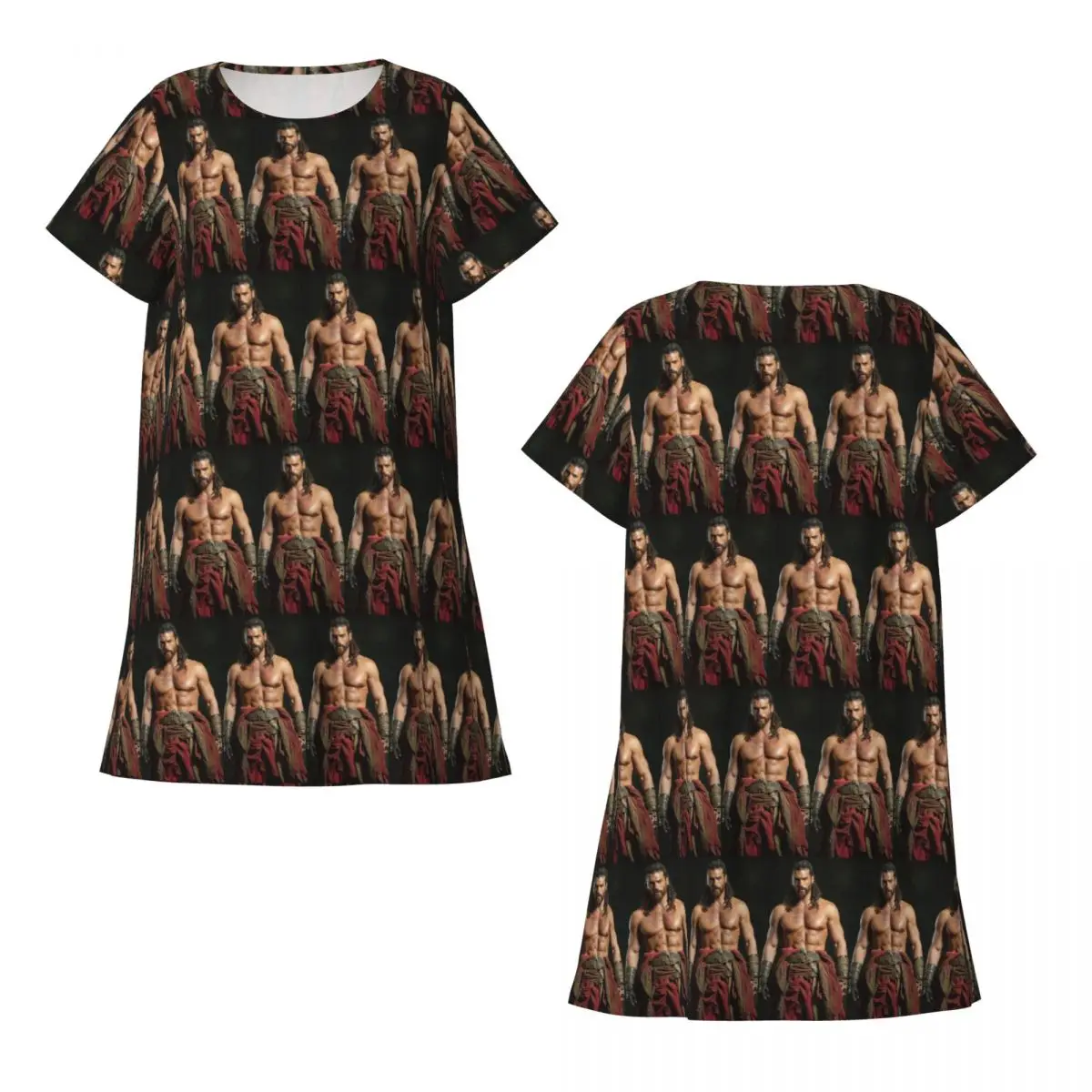 Custom Actor Can Yaman Photo Short Sleeves Nightdress For Sleeping Sleepshirts Women Short Sleeve Nightgowns Loose Pajama Dress