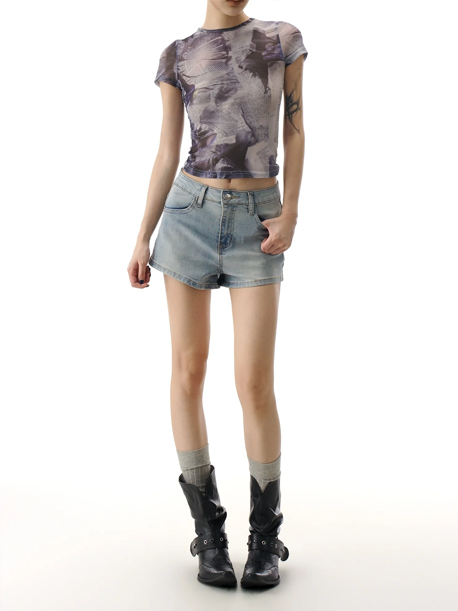 

Американские джинсовые шорты в стиле ретро для женщин: новые летние облегающие шорты с эффектом утяжки и прикрытия ягодиц, с естественной линией талии