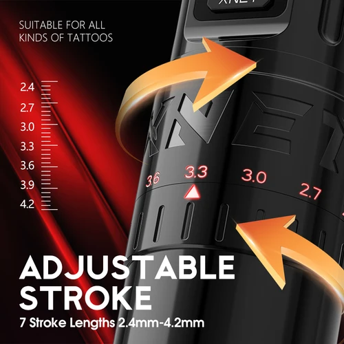 Imagen 2 del producto XNET Vipera-máquina de tatuaje inalámbrica profesional, carrera ajustable, pantalla OLED de 2,4-4,2mm, batería de 2400mAh para artistas de tatuajes