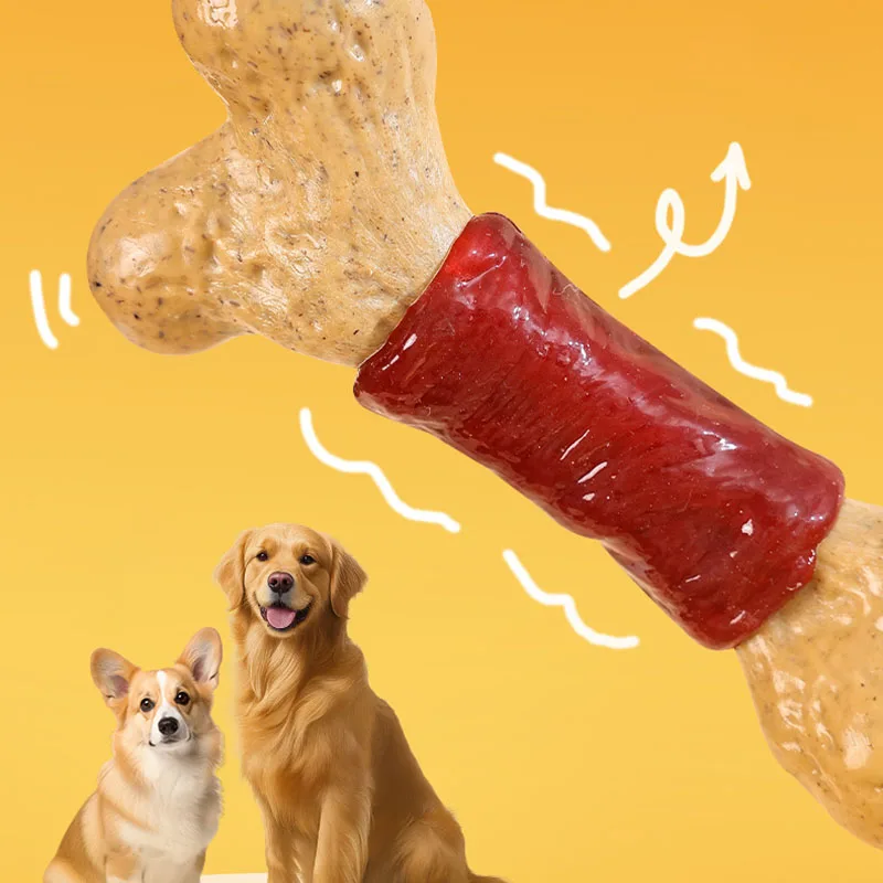Langlebige Hundekauknochen, Gepresste Rohe Lederknochen für Starke Kauer, Zahnreinigende Backenzahn-Sticks Spielzeug für Welpen Kleine und Mittlere Hunde