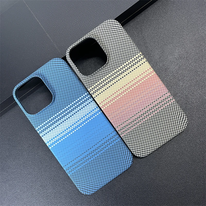 Luxury Aramid Carbon Fibre Ultra Thin Case For iPhone 15 Pro Max 16 14 13 12 Shockproof Camera Protection Hard Bumper PC Cover