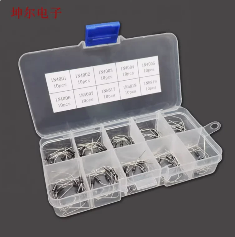 1N5819 1N4004 1N4005 1N4006 1N4007 10 Value * 10pcs=100pcs Assorted Rectifier Diode Kit IN4001 1N4002 1N4003 1N5817 1B5818 