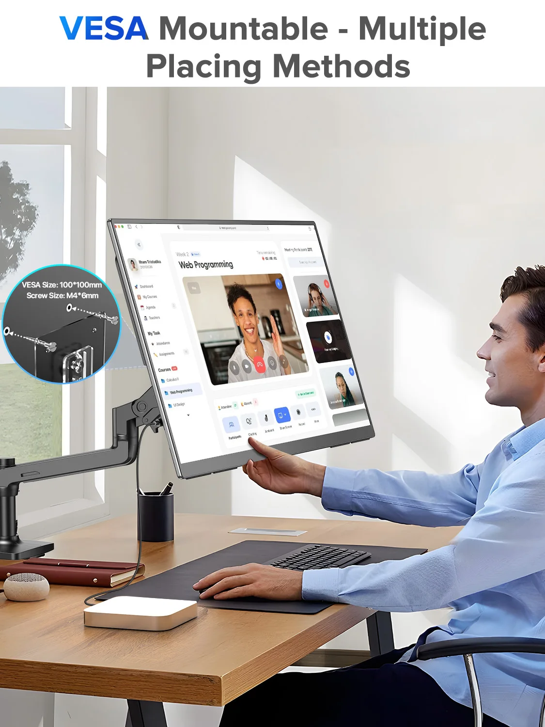 23.8 Polegada 100Hz Porter Monitor 1080P 100%sRGB HDR FreeSync Gaming Extender Screen para laptop Xbox PS4/5 Game Console Pc Displays