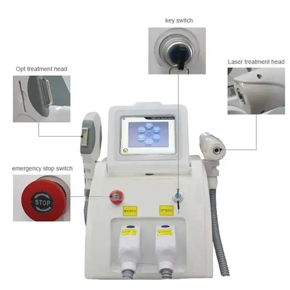 2 in1 Professional OPT Nd Yag laser diode hair tattoo removal machine IPL eyebrow line pigment Q switch hair removal machine