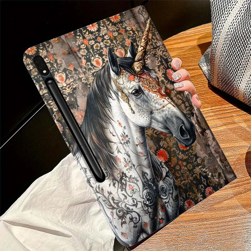 حافظة كمبيوتر لوحي بتصميم حصان ريترو لهاتف سامسونج جالاكسي تاب S7 S8 S9 S10 FE Plus Lite 11 12.4 13.1 بوصة
