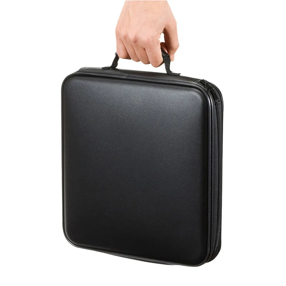 Cd Storage Bag Plastic Zippered Disc Organizer Large Capacity Portable Handle Scratch Resistant for Home Outdoor Dvd Cd