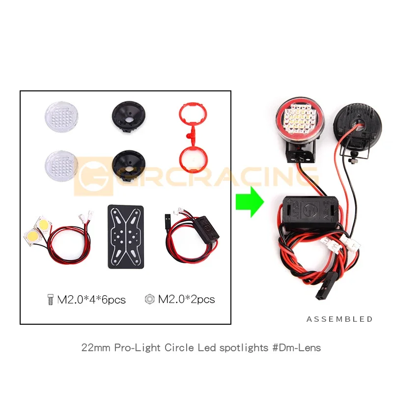 CGRC 1 Juego de faros delanteros LED para 1/10 coche trepador de control remoto Traxxas TRX4 Defender Bronco TRX6 G63 AXIAL SCX10 RC4WD D90 piezas